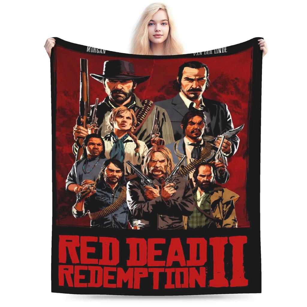 Red Dead Redemption 2 Blanket Warm Soft Graphic Plush Bedding Throws For Bedroom Airplane Travel Flannel Bedspread Bed Cover