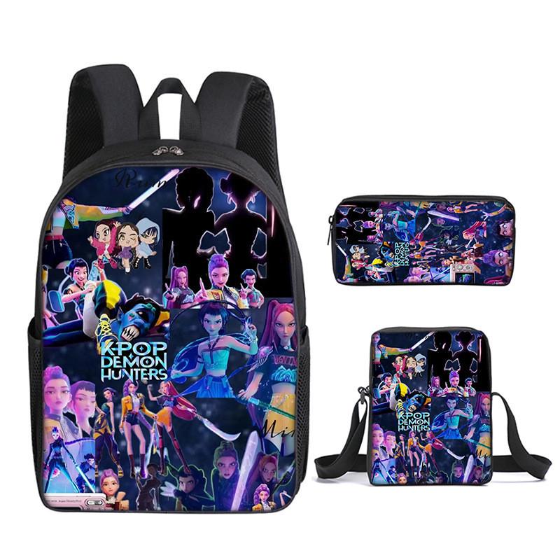 Kpop Demon Hunters School Backpack Set With Oxford Fabric And Air Cushion Straps For Students