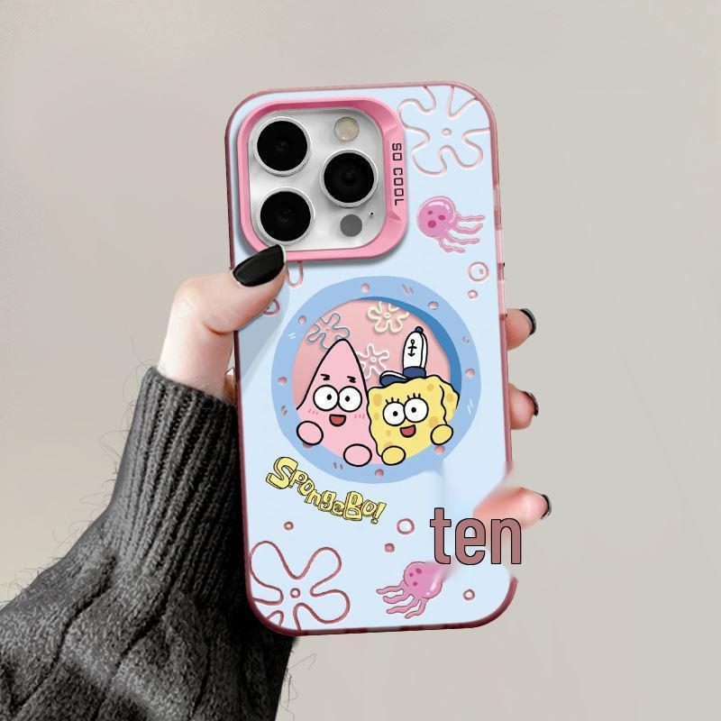 SpongeBob Silver Apple 16 Pro Max Case: Drop-Proof, Trendy 15-Color IMD Design for 14/13