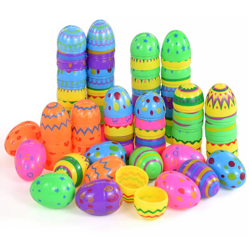 12Pcs Easter Fillable Opening Egg Colorful Plastic Eggs Kids Favors 2025 Easter Party Home Decorations Candy Gift Packaging Box