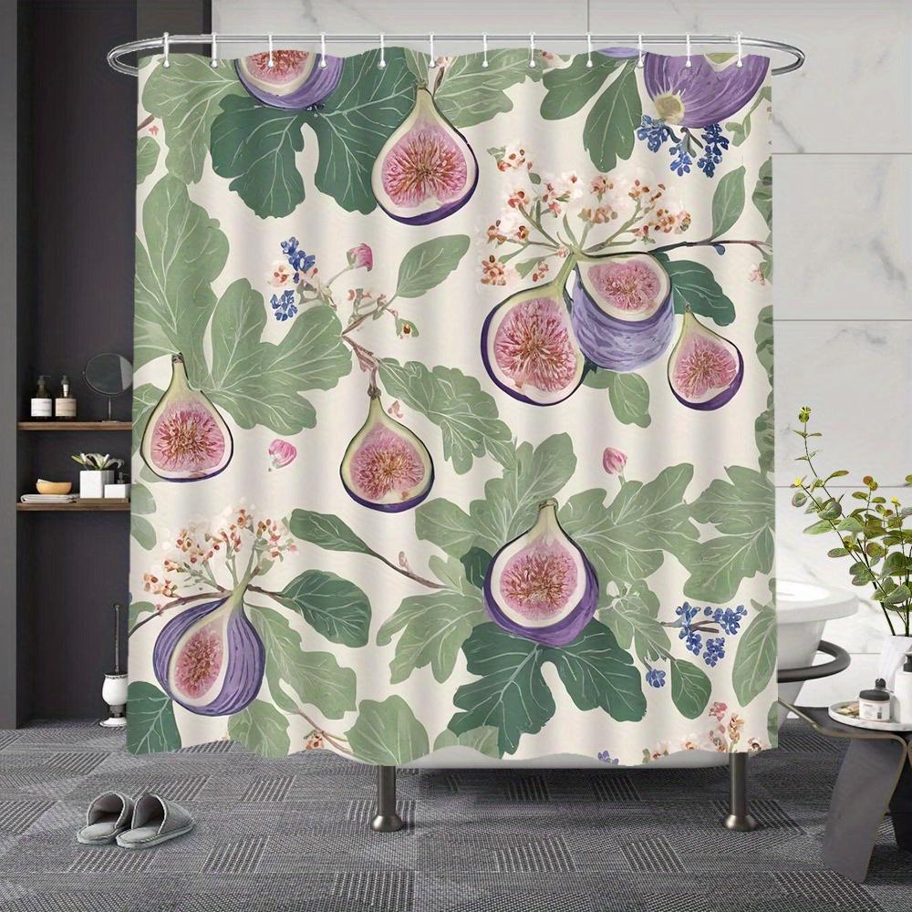 

Vibrant Fig & Floral Shower Curtain - Watercolor Design, Retro Fashion Bathroom Decor for All Seasons W90xH180cm