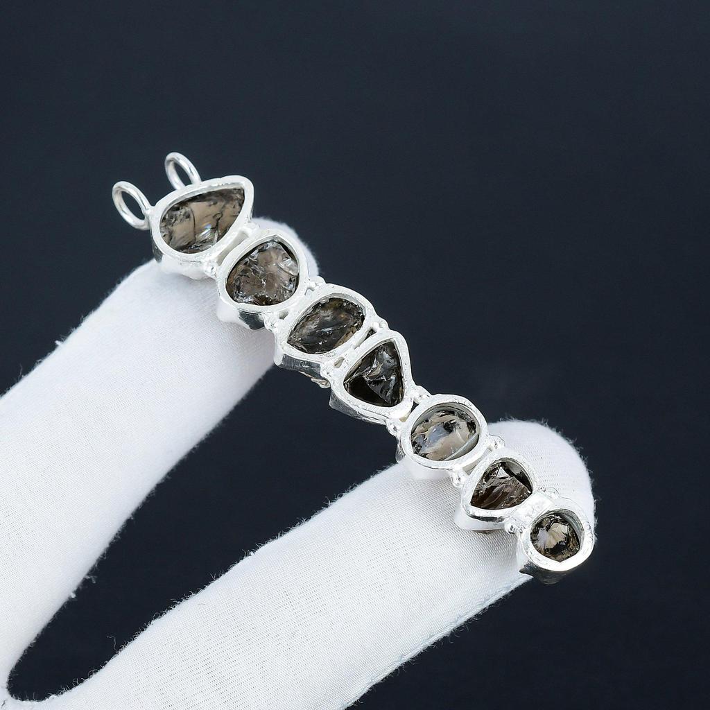 Natural Smoky Quartz Raw Gemstone Silver Pendant in 925 Sterling Silver - Handmade Design, Everyday Wear Jewelry Birthday Gift