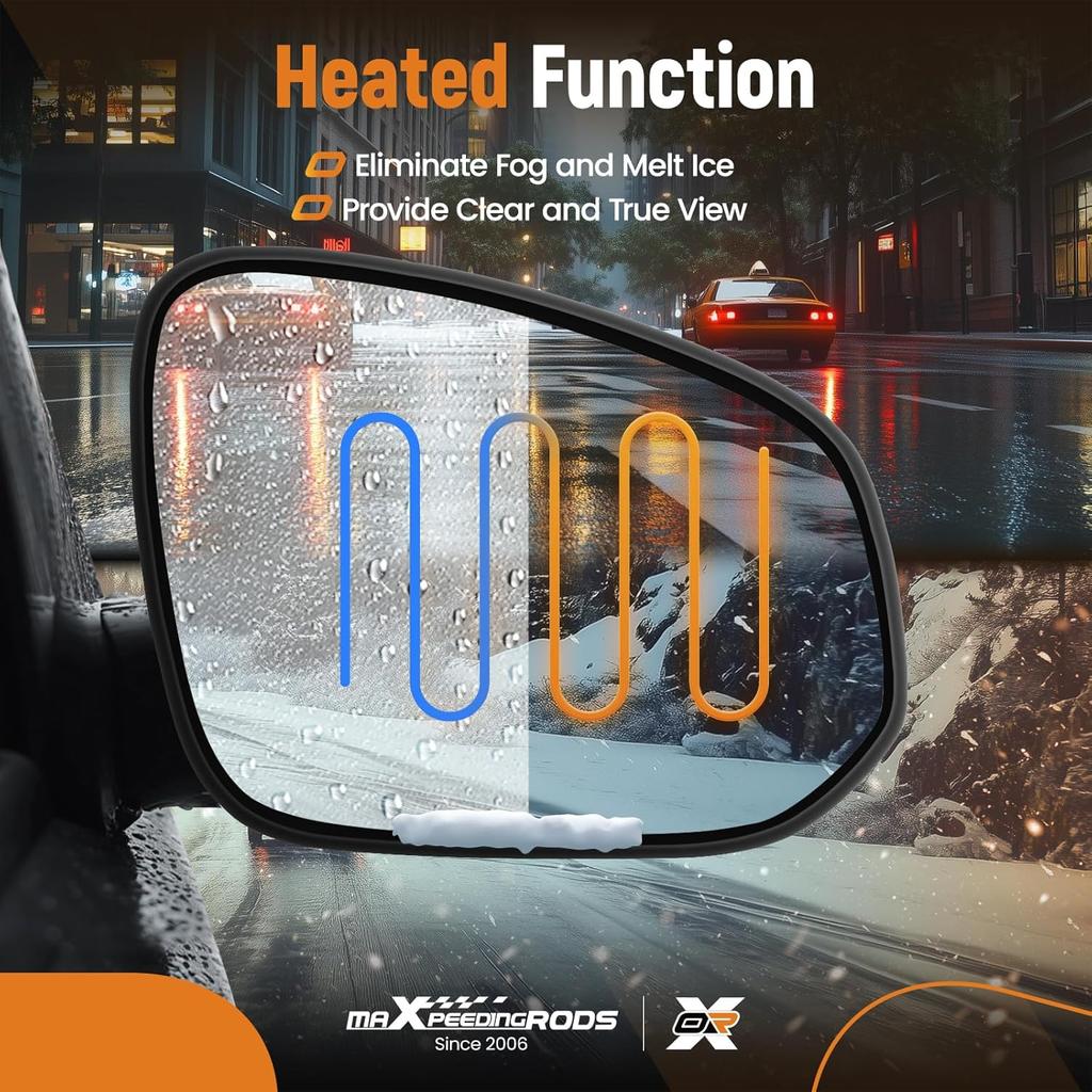 maXpeedingrods Passenger Side Power Heated Mirror Glass Replacement for Toyota RAV4 2013-2018, for Toyota Tacoma 2016-2021, with Blind Spot Detection