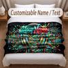 Music Theme Soft Blanket Personalized Custom Name Text Print Warm Blanket Home Sofa Bedroom Decor