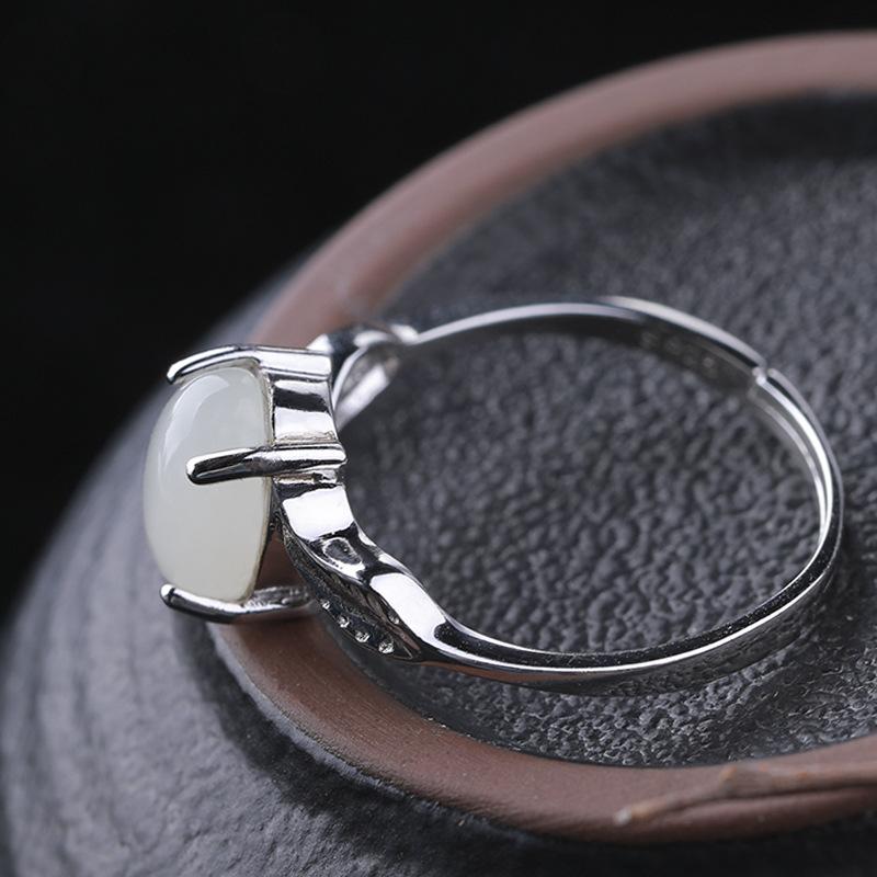 Tancise Classic 925 Sterling Silver  Zircon Jade Ring Ladies Jewelry Wedding Promise   Party Gift