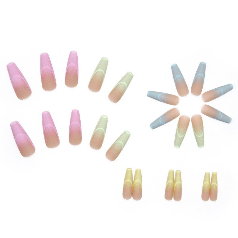 Long Ballet Nail Wearing Nail New Product Combination Color 24 Boxed Summer Rainbow Fresh Nails