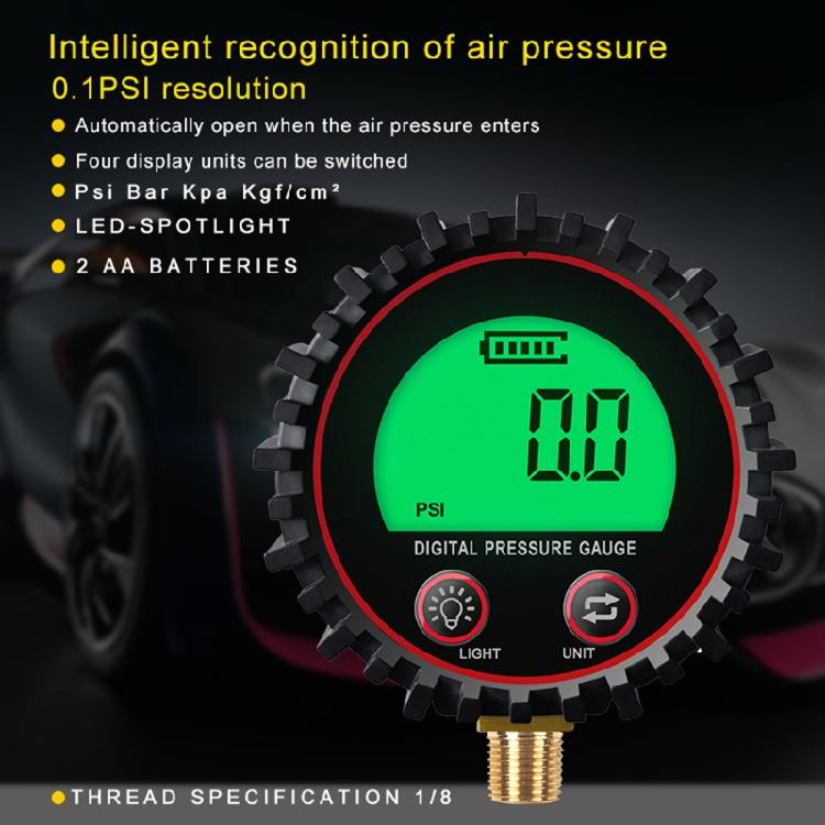 Digital Tyre Pressure Gauge Multiple Units Psi/Kpa/Bar/kgf Cm² Rang To 255psi