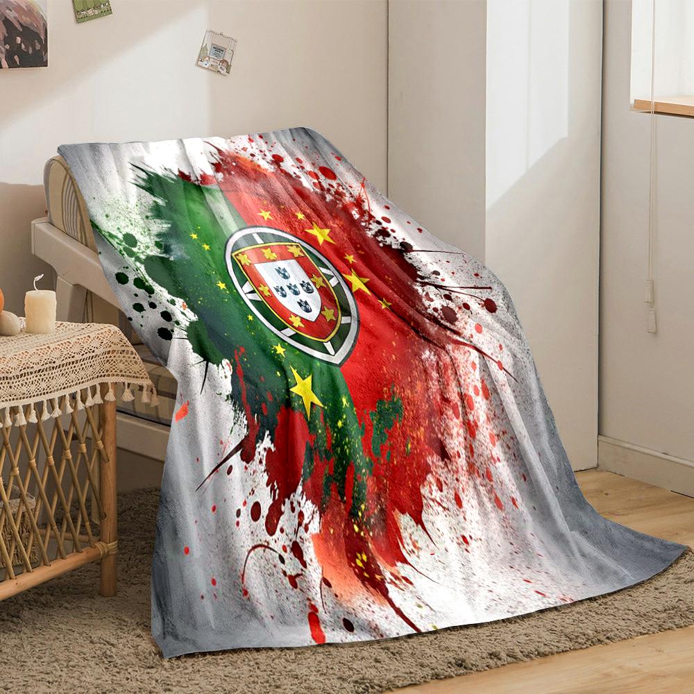 Portugal Flag Splash Designed Flannel blanket for bedroom, living room, sofa, and nap