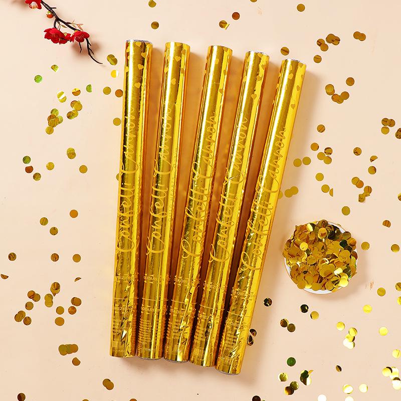 Gold Round Sequin Handheld Confetti Cannon for Wedding Decorations