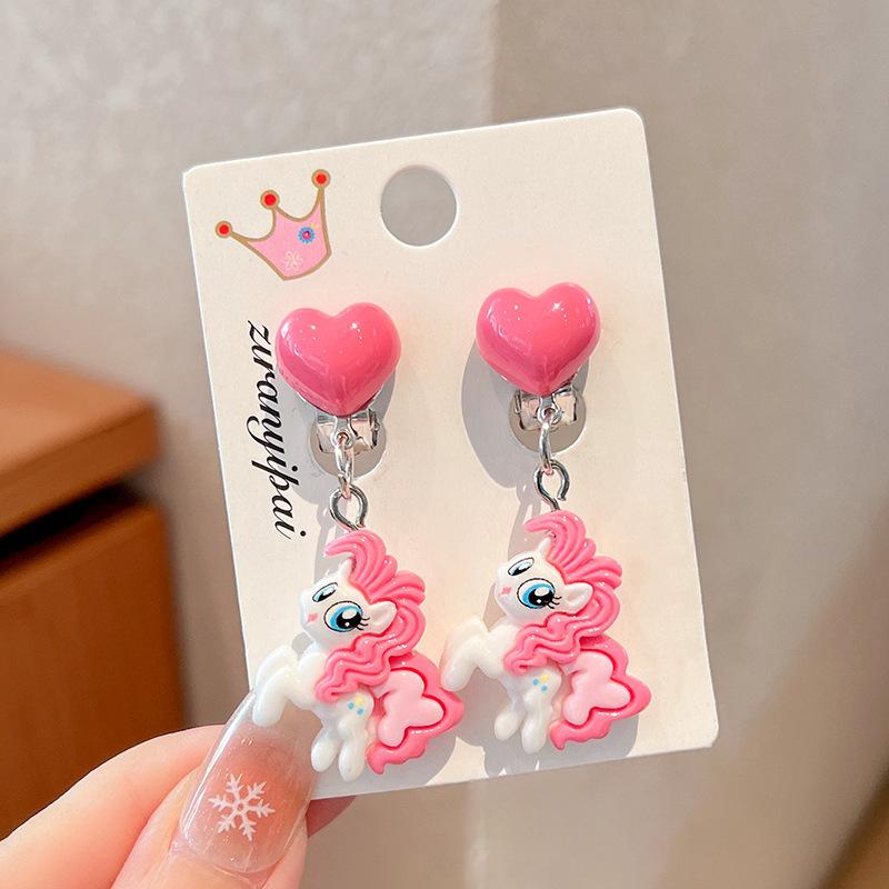 Children'S Ear-Free Ear Clips, Cute Girls' Pain-Free Earrings, Earrings, Cartoon Cartoon Girl Earrings, Jewelry.