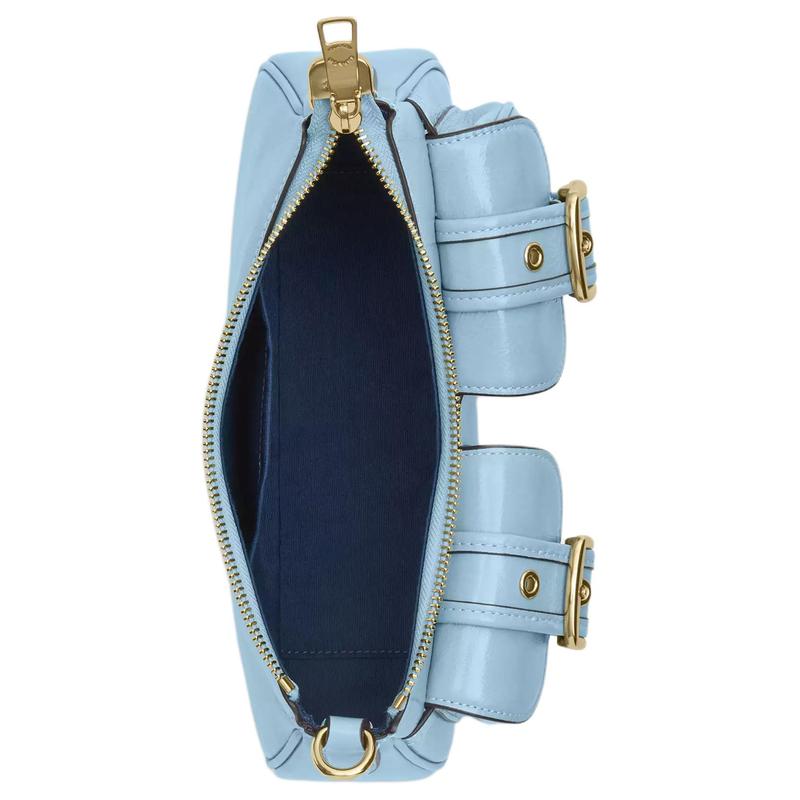 COACH Ashton 25 gold hardware crinkled leather crossbody shoulder bag medium women's blue
