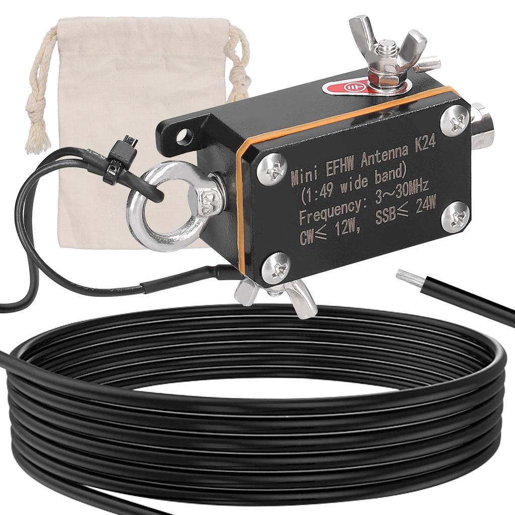 Pocket EFHW Antenna K24 3 30MHz Frequency Band Shortwave Antenna Wideband End Fed Halfwave Antenna with Cloth Storage