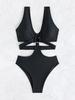 2025 European & American Solid Color Slimming Sexy One-Piece Bikini Swimsuit
