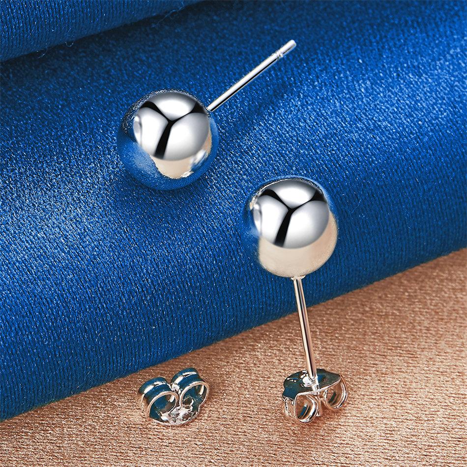 Elegant 925 Sterling Silver 10mm Delicate Polished Round Stud Earrings for Women, Fashionable Gifts, Party Jewelry Accessories