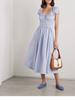 Floral Square Neck Cotton Waist-Cinching Mid-Length Dress for Vacation 2025 - French Women's Fashion
