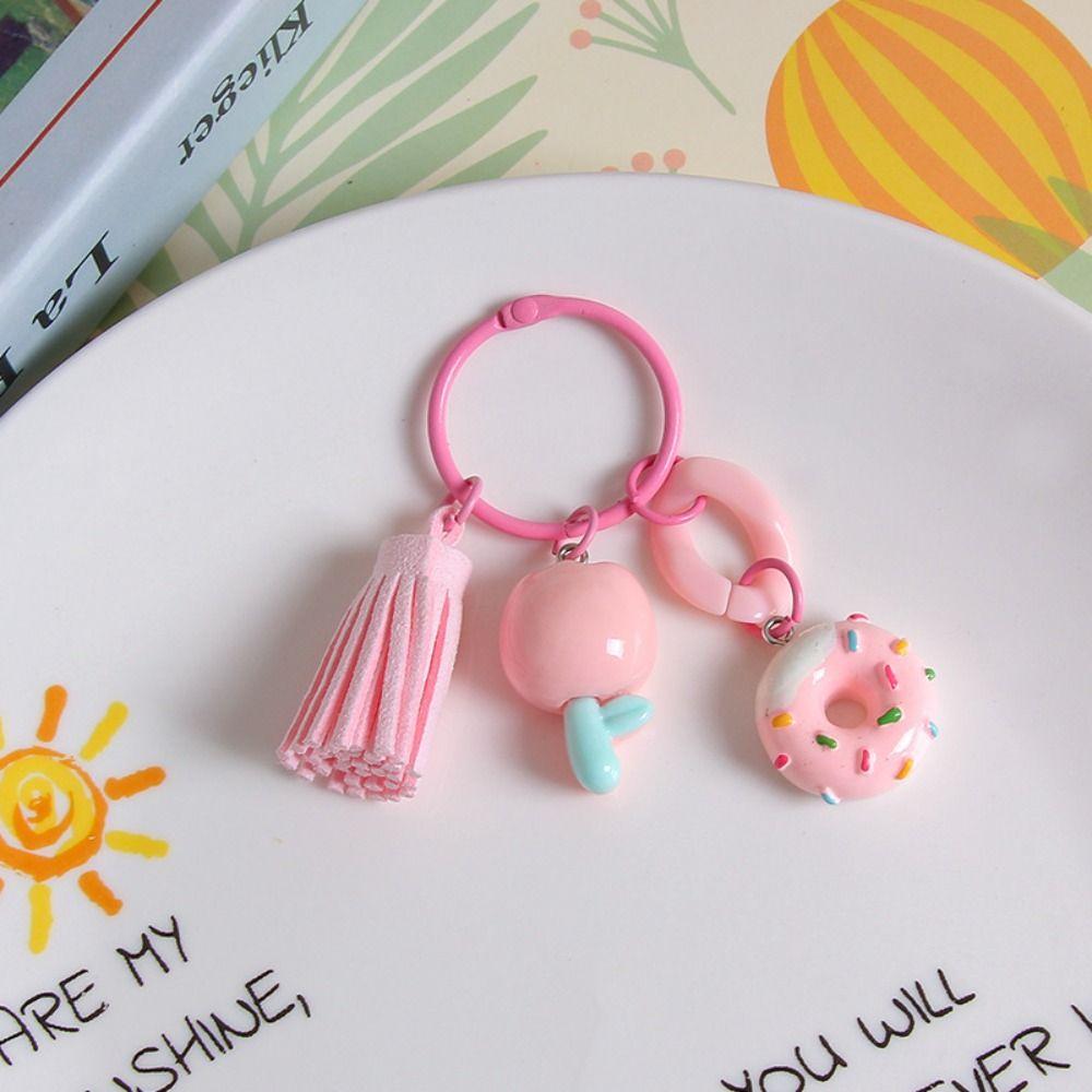 With Tassel Tulip Flower Keychain Young Girl's Heart Sweet Resin Tulip Keyring   Earphone Case