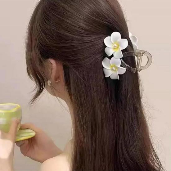 Sponka do vlasů Umělé perly 3D květina Ozdobná sponka do vlasů Ofina Sponka do vlasů Vlasový doplněk pro každodenní nošení Večírky