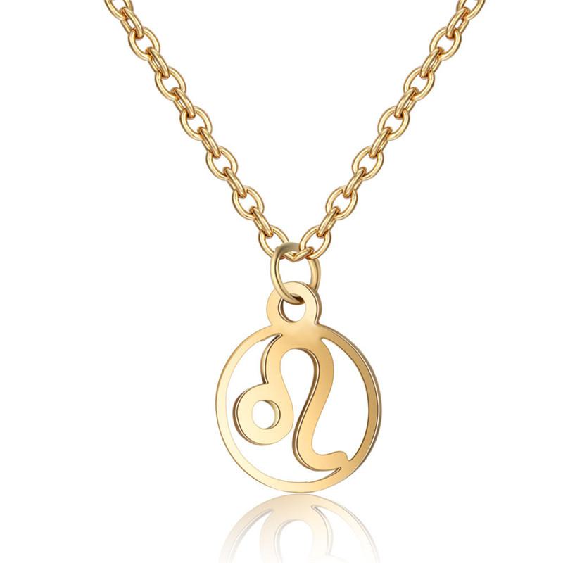 Simple Round 12 Zodiac Sign Necklaces for Men Women Classic Virgo Leo Libra Scorpio Sagittarius Pendant Necklace Birthday Gift