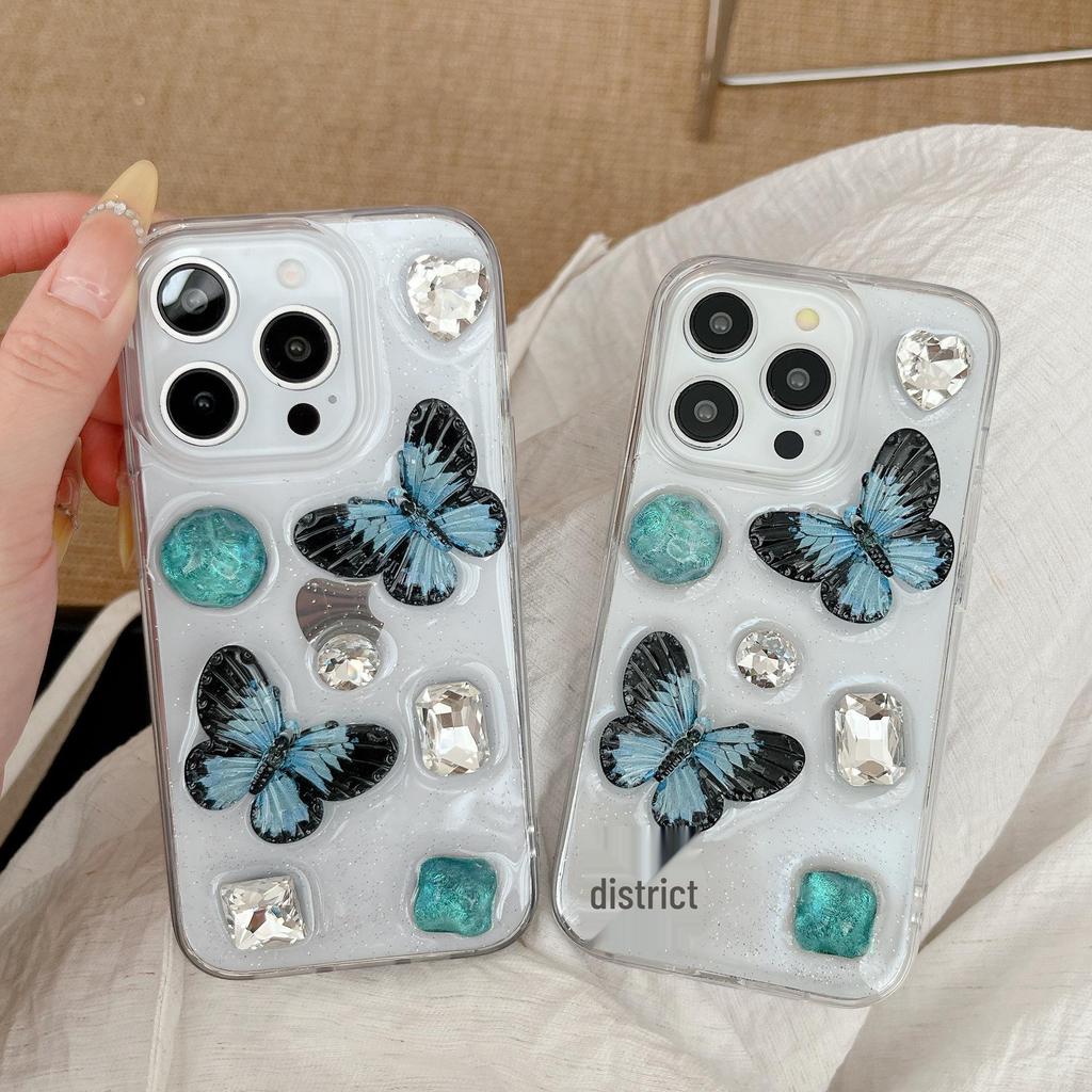 3D Butterfly iPhone Case: Compatible with Apple iPhone 13, 14, 15, 16, and 17 Pro Max - New Epoxy Transparent Design