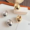 Elegant Gold & Silver Oval Egg-Shaped Stud Earrings: Niche Design with High-End Feel for Women