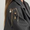 Unique Multi Layer Tassel Chain Brooch for Men Women Punk Personality Jewelry Accessory for Costume Formal Wear