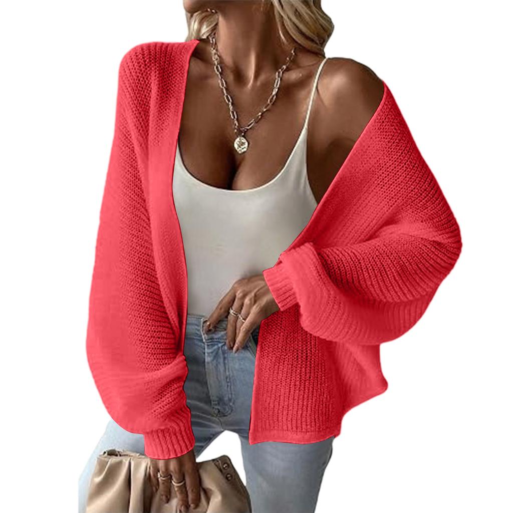 Women's Color V-Neck Long Sleeve Cardigan Sweater
