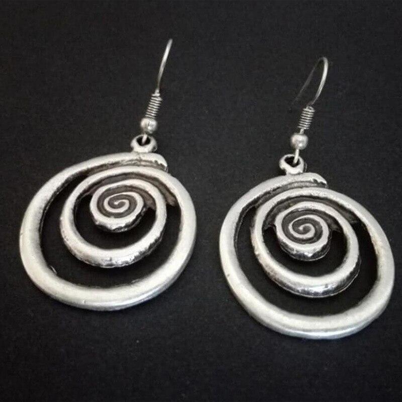 Retro Geometric Spiral Vintage Earrings European American Personalized Trend Irregular Earrings