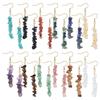 12Pair Natural & Synthetic Gemstone Dangle Earrings, with Brass Findings, 62mm