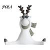 Modern Home Tabletop Accents Nordic Minimalist Resin Reindeer Figurine with Knitted Scarf, Cute Healing Deer Statue, Matte White Whimsical Animal