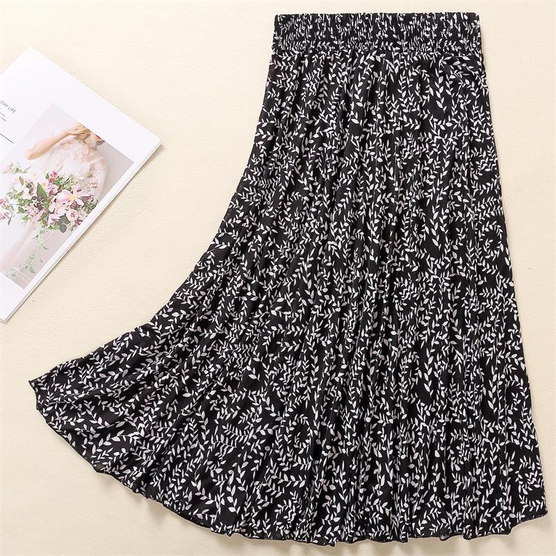 Women's Summer Ice Silk Midi Skirt – 72cm Length, Elegant Dance Style for Middle-aged and Elderly