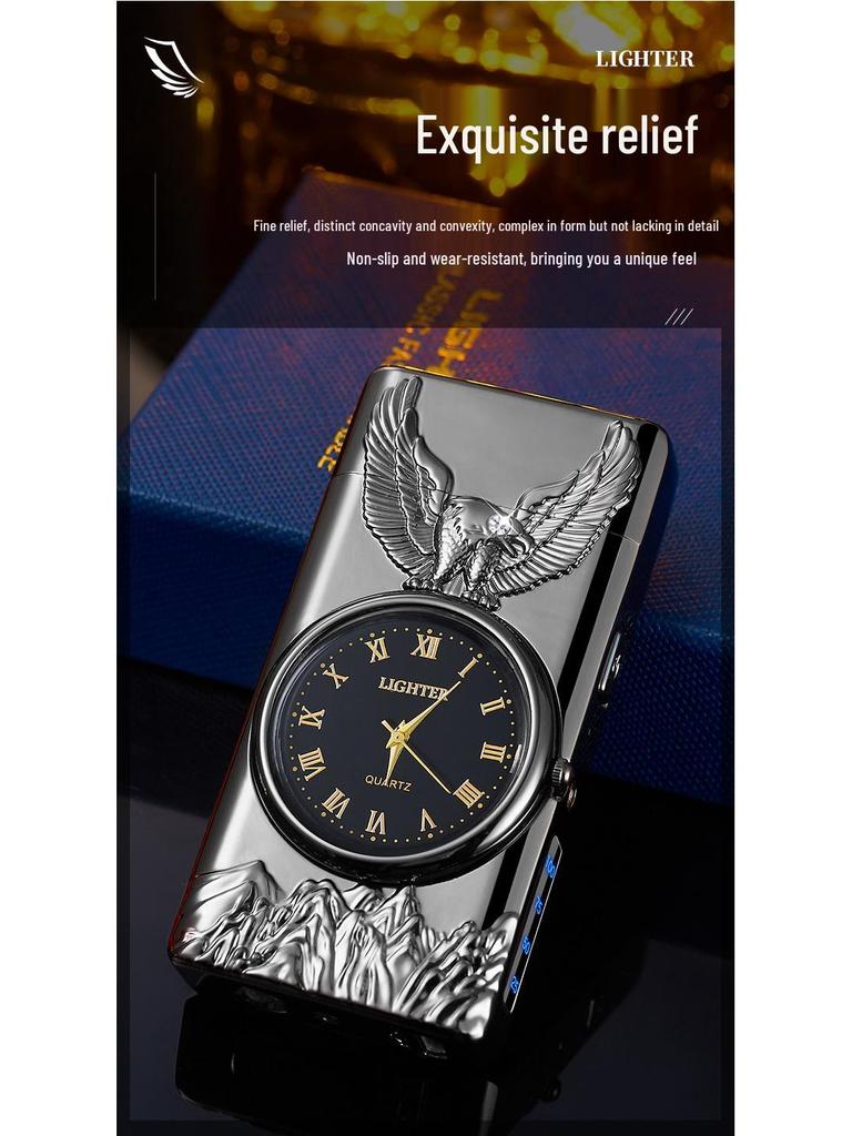 Eagle Design Dual Arc Lighter with Power Display & Lighting Strip - Ideal Gift for Boyfriend