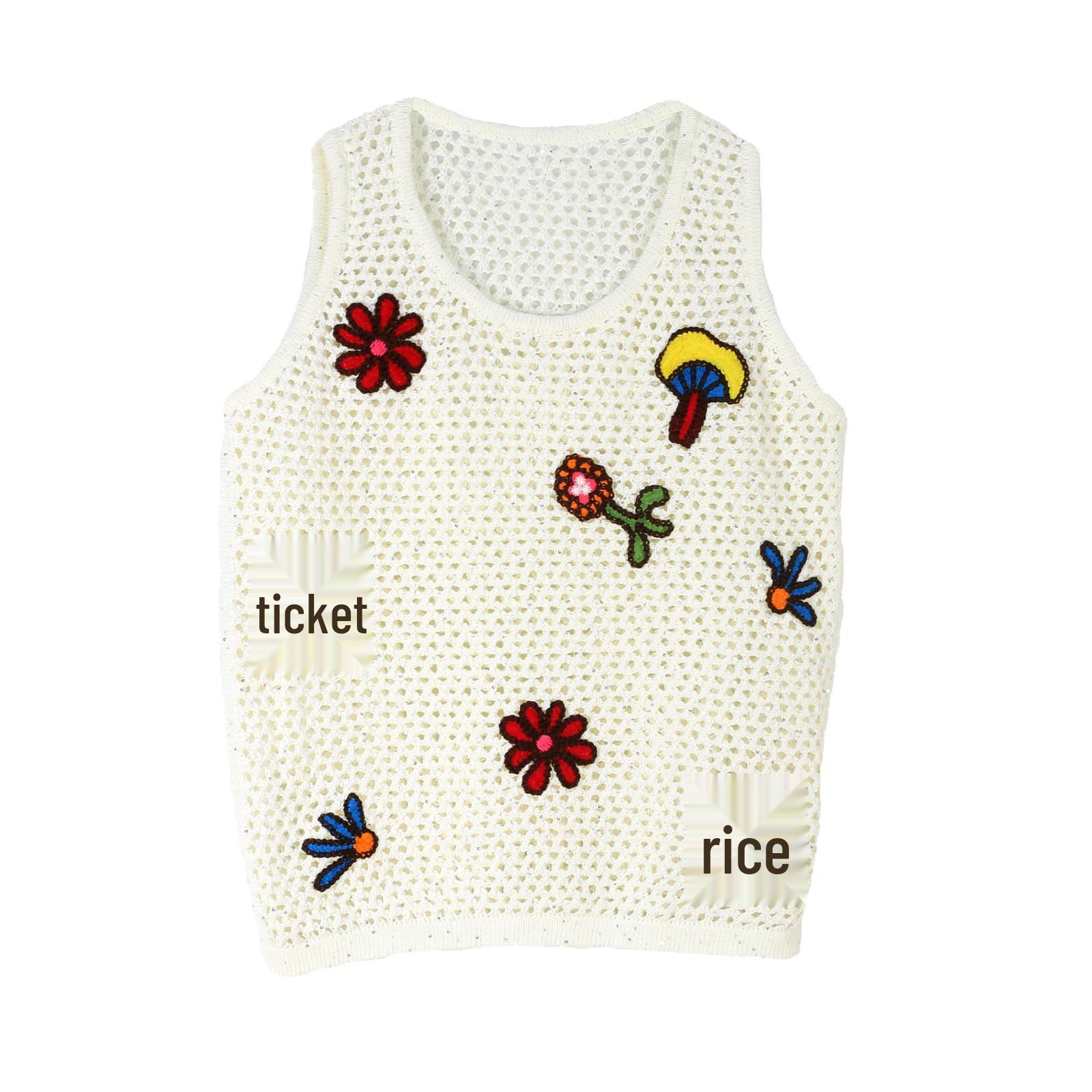 

Вязаный крючком ажурный топ в европейском и американском стиле: Женский летний жилет без рукавов M