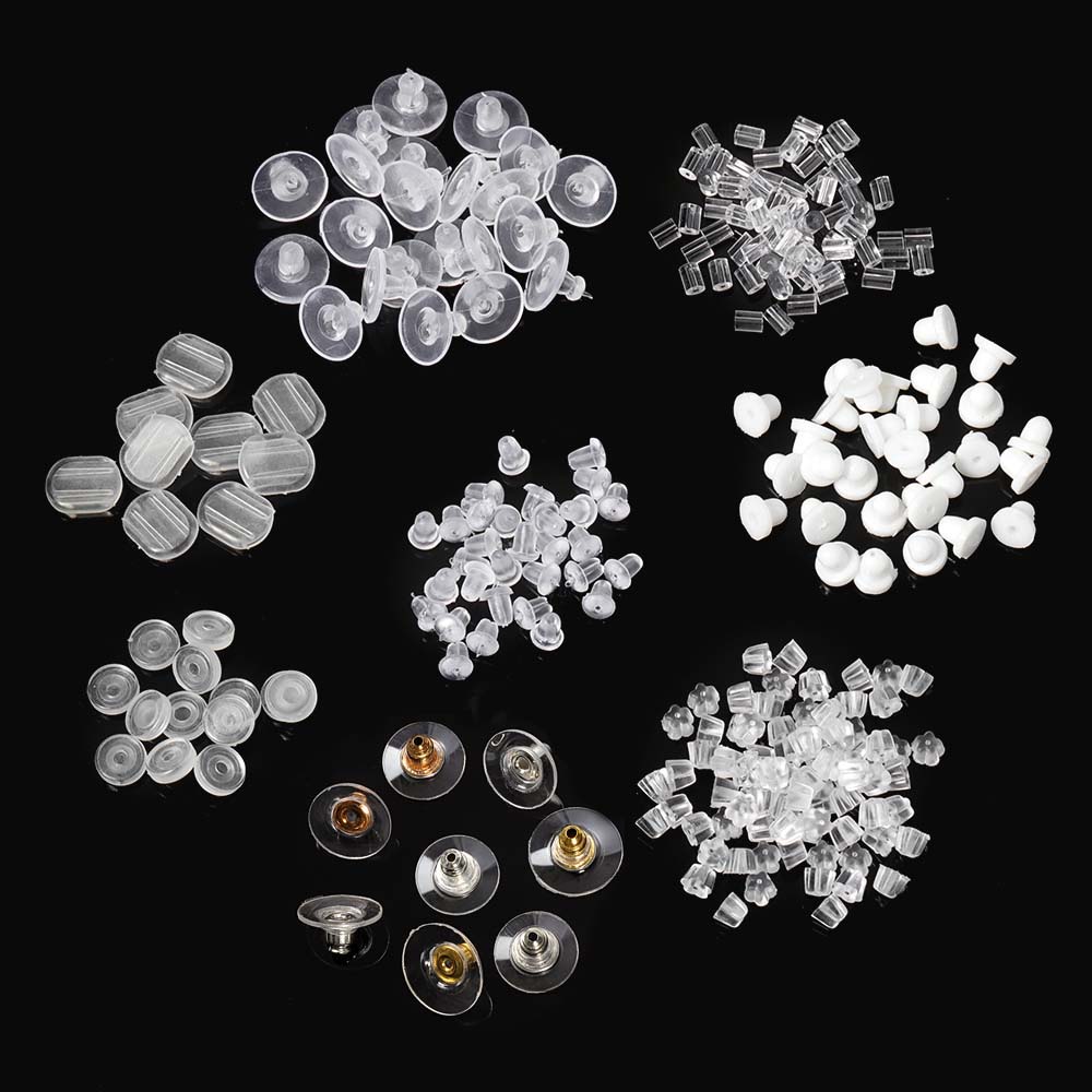 50pcs-1000pcs Soft Silicone Rubber Earring Back Stopper for Stud Earrings DIY Earring Findings Accessories Bullet Tube Ear Plugs