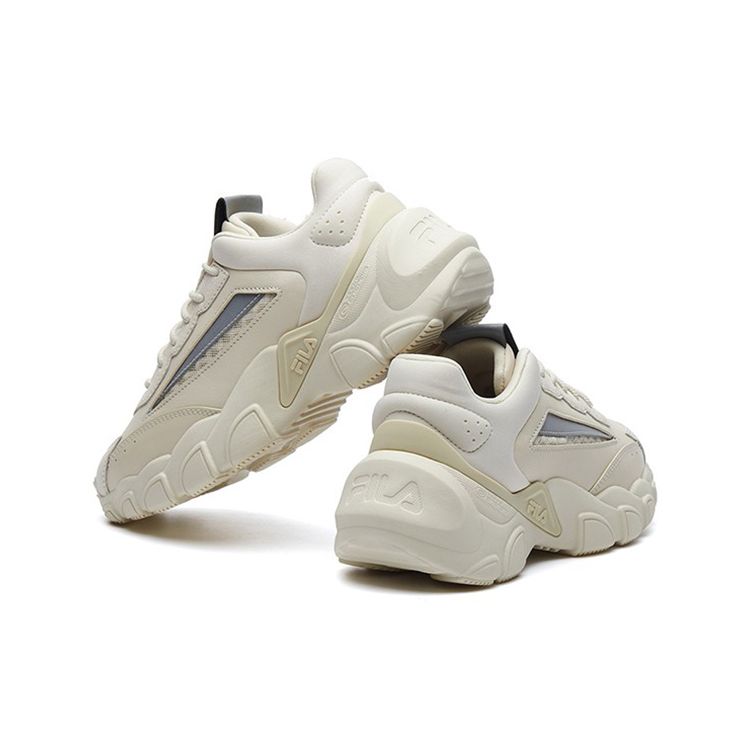 FILA Smasher Fabric Two-Layer Cowhide Comfortable Versatile Low-Top Dad Shoes Women sneaker Beige F12W134144FAN