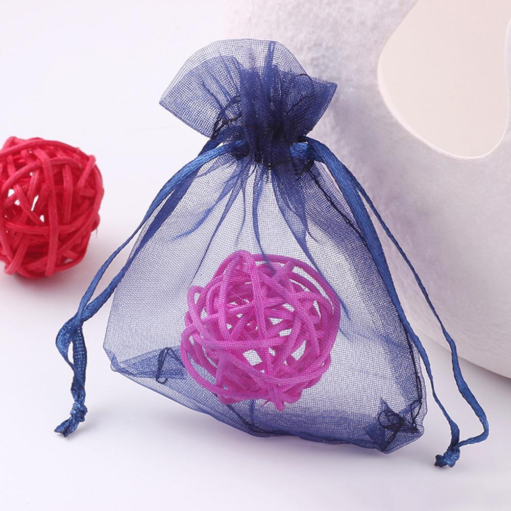 Fashion Ornaments Festival 100Pcs/Set Mini Drawstring Jewelry Color Candy Storage Mixed Mesh Bag Container