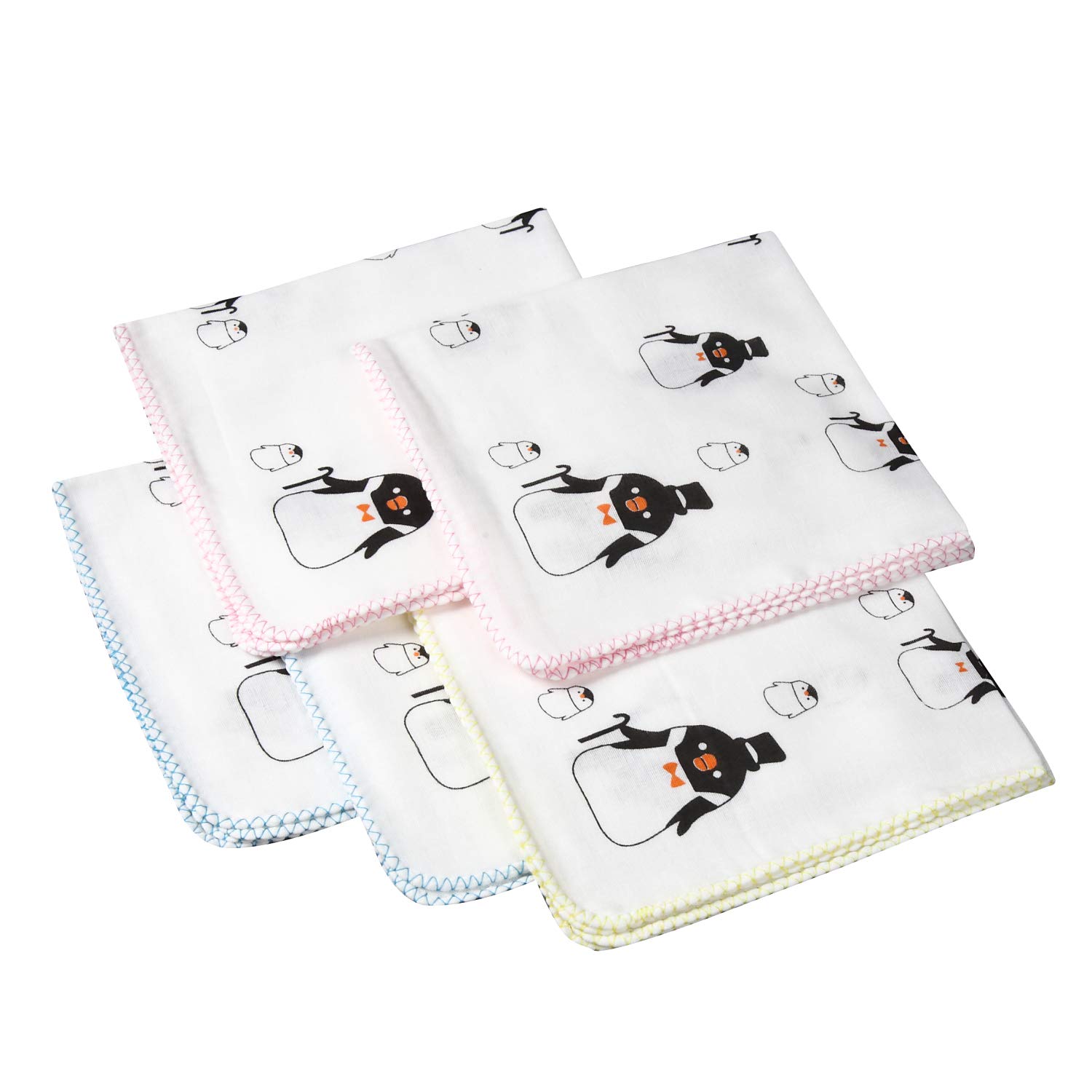 

Isamu Shokai Cotton Double Gauze Made in Penguin Pack of 5 100% Handkerchiefs, Japan, Pattern, 32x32cm,