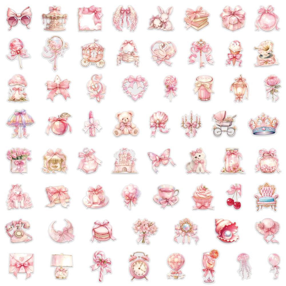 10/30/60pcs Cute Pink Coquette Art Stickers Kawaii Cartoon Decals DIY Water Bottle Notebook Fridge Aesthetics Graffiti Sticker