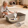 Cat Litter Box Semi-Enclosed High Sides with Scoop Open Top Semi Enclosed Litter Box for Cleaning Odor Control Indoor Office
