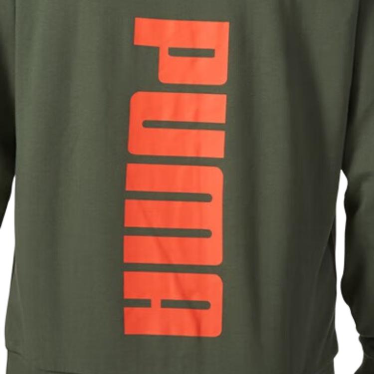 Puma Letter Print Sports Running Training Hoodie Unisex Hoodies Olive-Green 536398-64