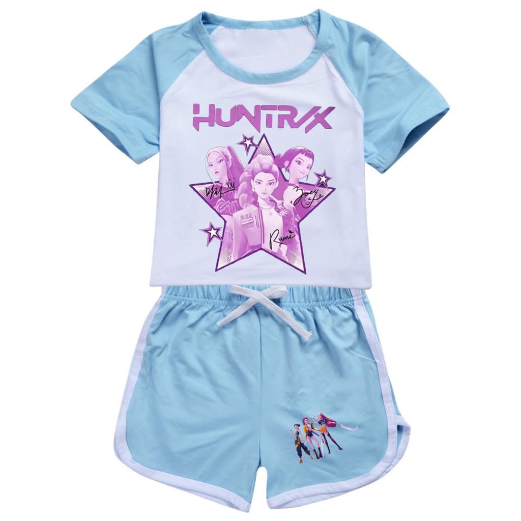 5034 Kids Girls POP Rumi Zoey Mira Print T-shirt Shorts Sport Tracksuit Clothes Set