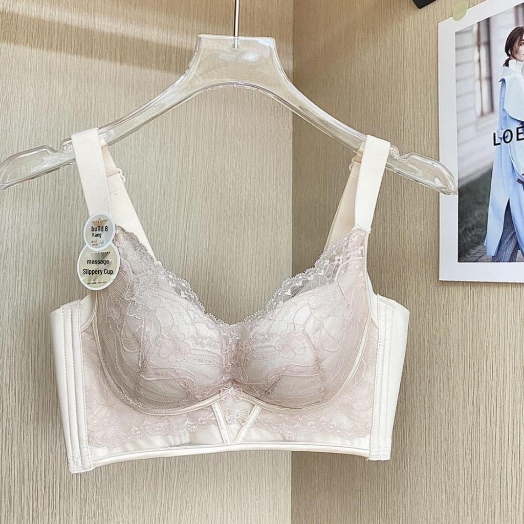Trådlös W-formad Halvmåne Anti-hängning BH: Lyft & Stöd med Spets Justerbar Design