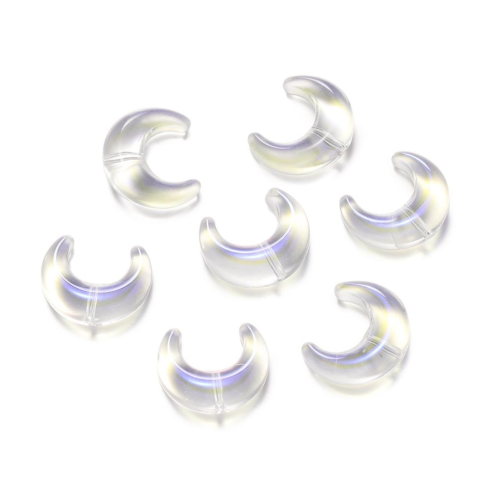 

10pcslot Trendy Moon Shape Lampwork Glass Bead Clear Czech Crystal Beads for Jewelry Making Supplies DIY Charms Bracelets 13 x 15mm