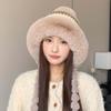 Fleece Lined Pompom Braids Hat Fur Brim Fur Trim Trapper Fleece Knit Beanie  Teens