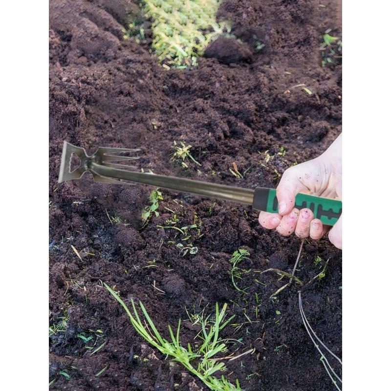 2 In 1 Garden Rake Manual Weed Grass Rooting Tool Puller Shovel 5/6/11 Tooth Weeding Removal Hand Gardening Loose Soil Tool