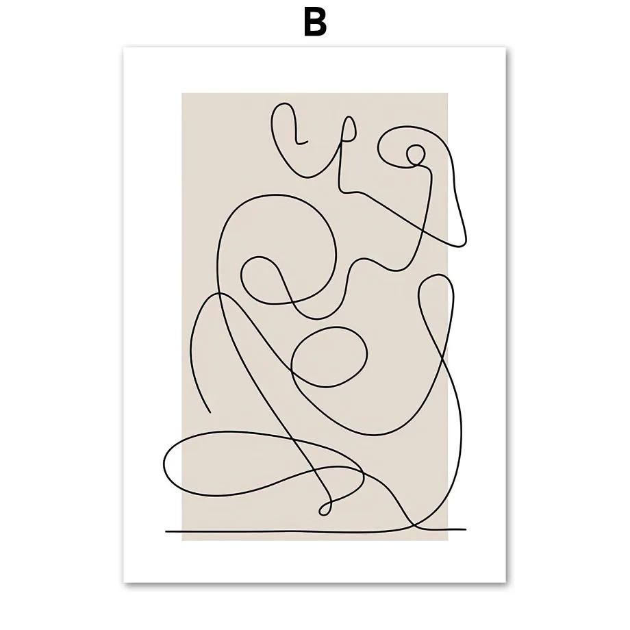 Modern Abstract Love Line Girl Body Flower Posters And Prints Canvas Painting Wall Art Pictures Living Room Home Decoration