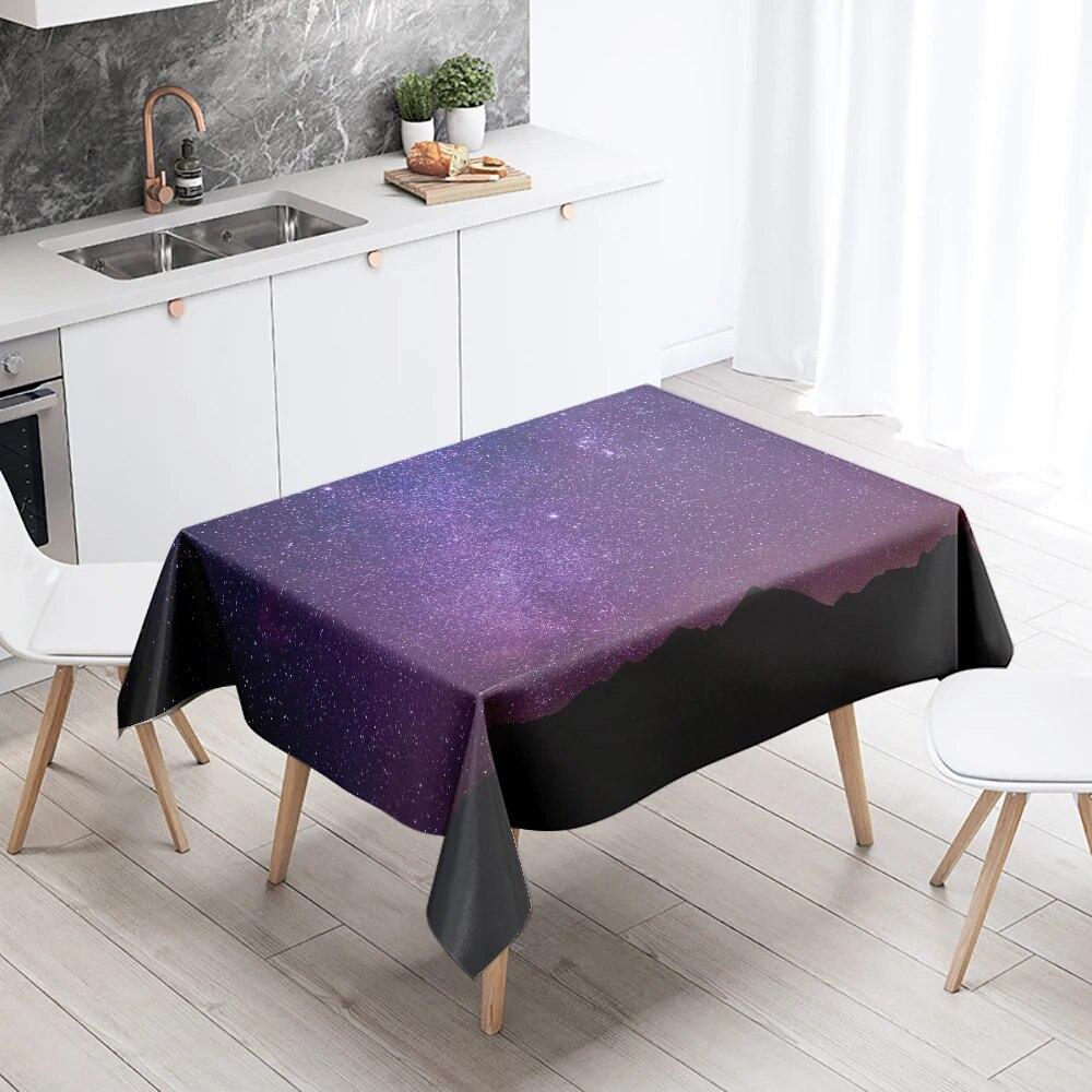 Starry Universe Tablecloth Camping Party  Anti-Stain Waterproof Rectangular Kitchen Dining Table Home Decor