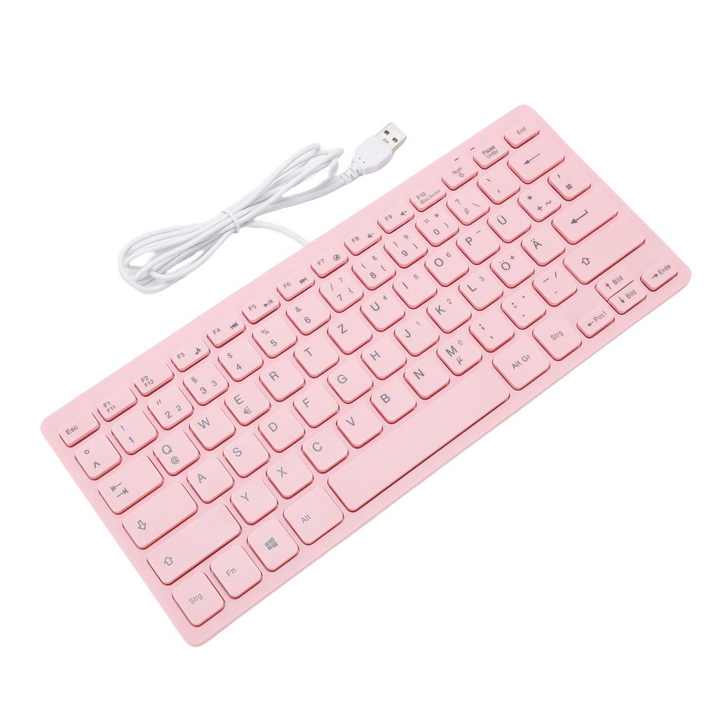 Small Wired Keyboard Roseate Quiet USB 78 Keys Computer Keyboard with Anti Slip Foot Pads for Gaming Working German
