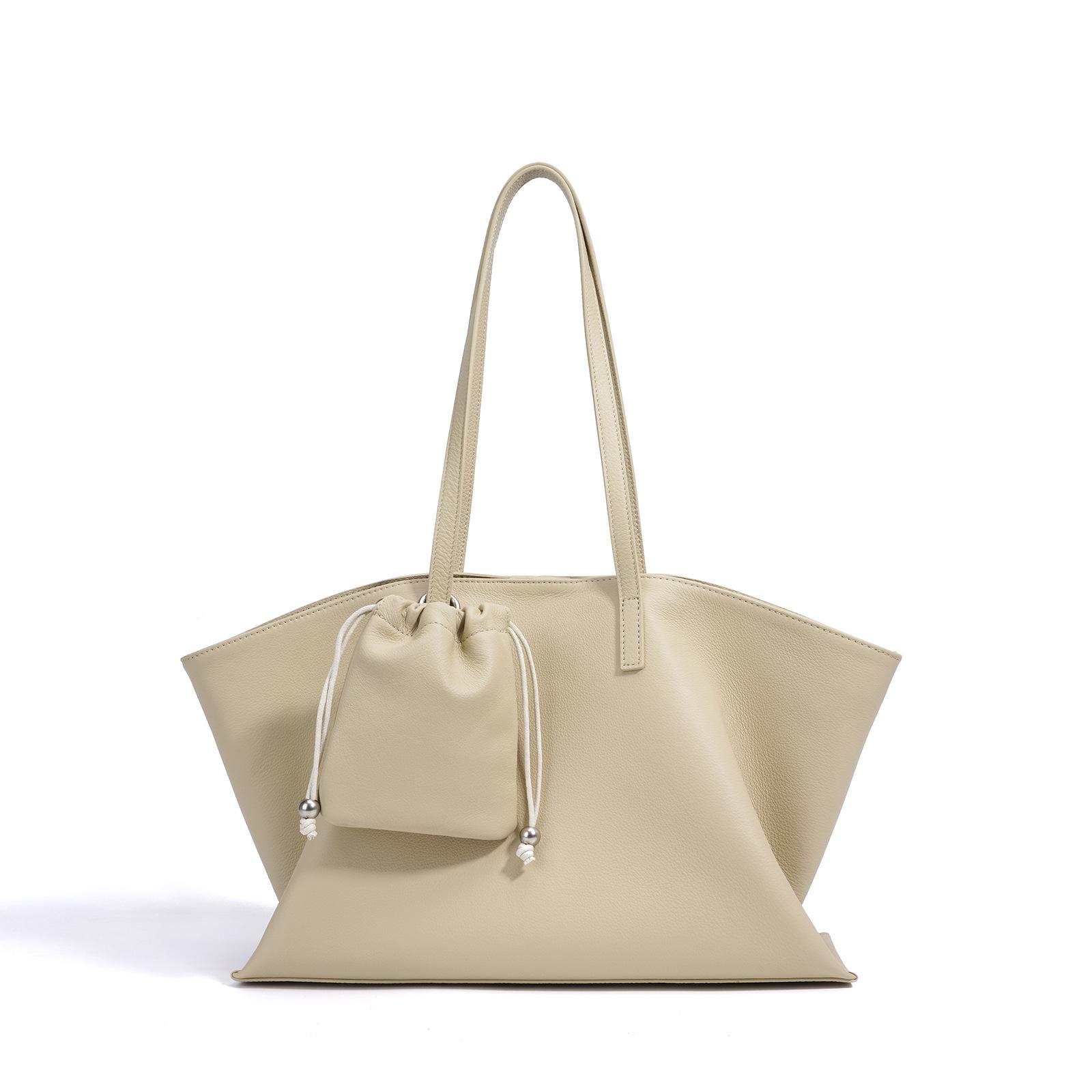 

Seoul Inspired Large Capacity Genuine Leather Tote Women s Portable Shoulder Handbag Effortless Minimalist Bag for Urbanite 37x12x24cm хакі