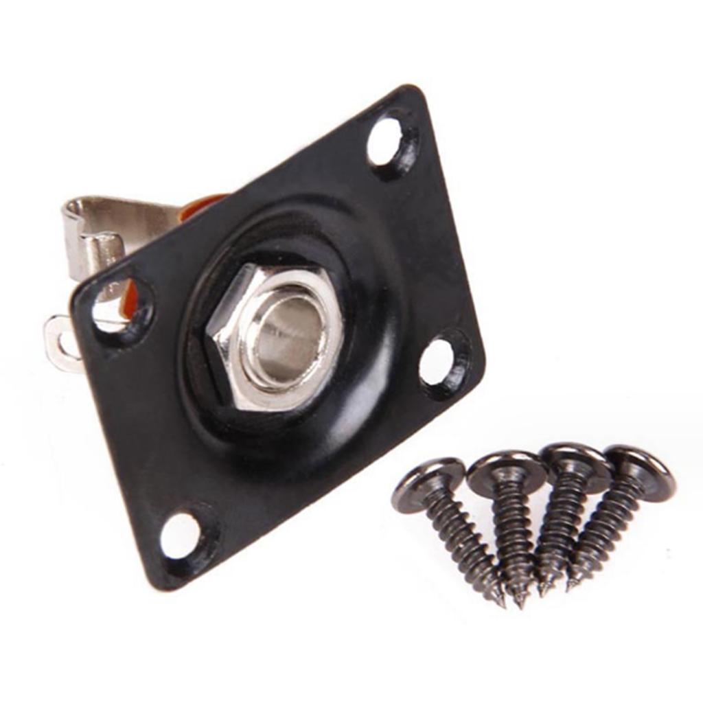 Guitar Input Output Jack Socket Plate Rectangular 1/4 Inch (6.35mm) with Mounting Screws for Electric Guitar Bass Parts