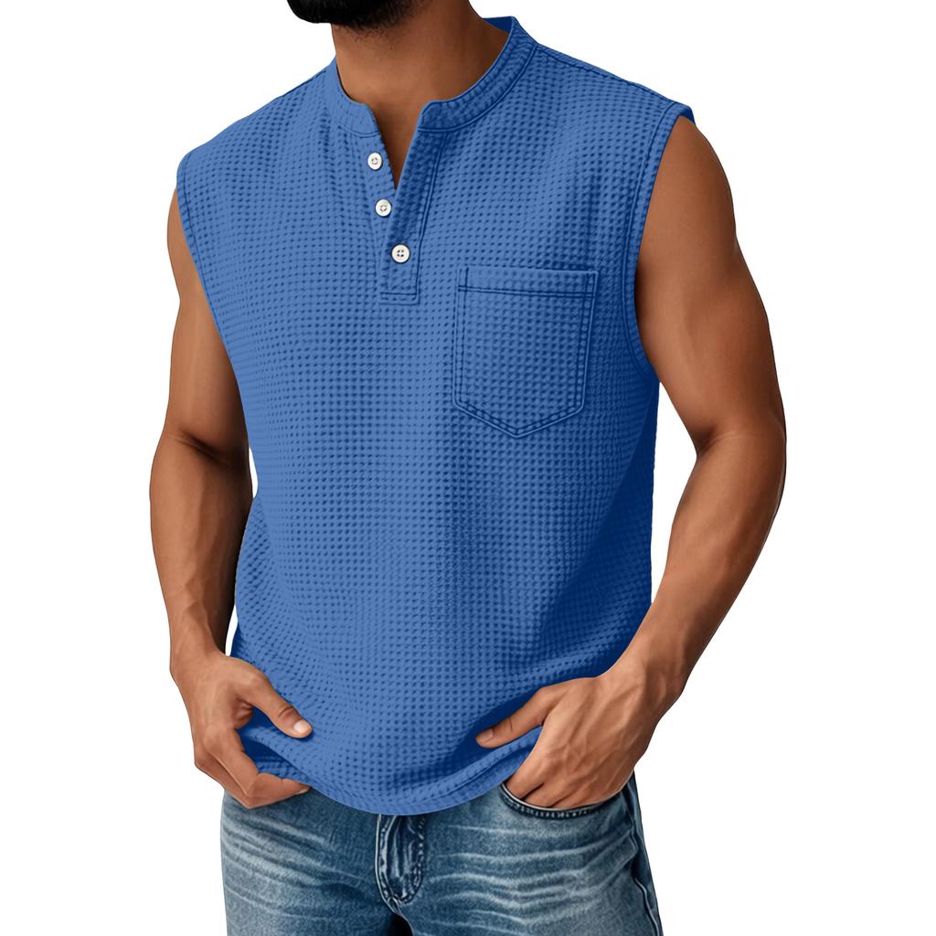 Men's Sleeveless Pocket Vest Men's Casual Fashion Sports Sleeveless Vest